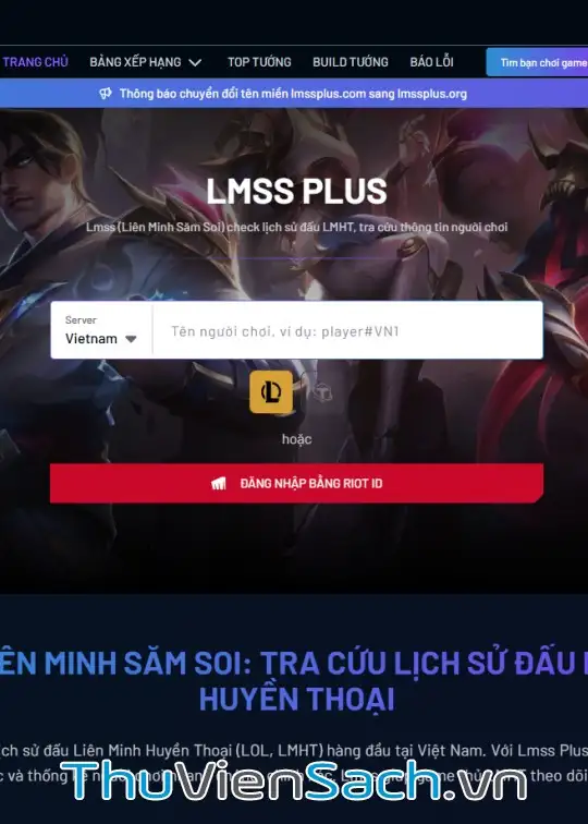 Ảnh bìa sách Lmss Plus: Trang Tra Cứu Thông Tin Người Chơi Liên Minh Được Cộng Đồng Tin Dùng